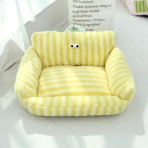 canape pour chien raye jaune