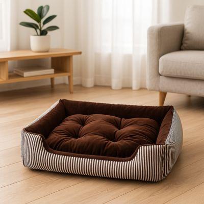 panier pour chien marron raye