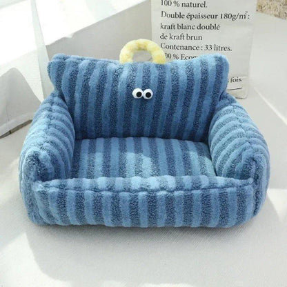canape pour chien raye bleu