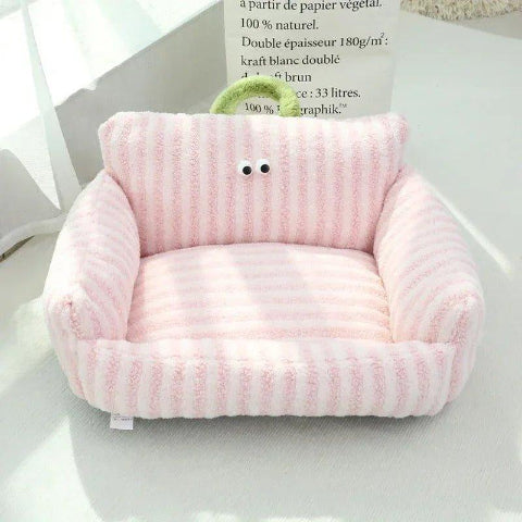 canape pour chien rayé rose 