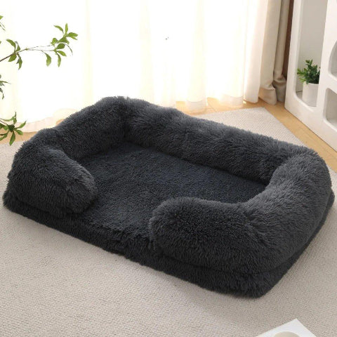 couchage pour chien gris 