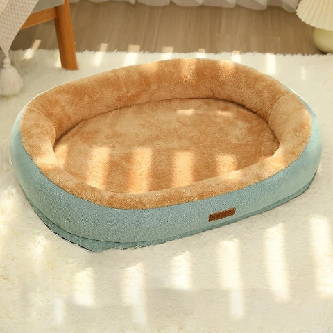 Coussin pour chien déhoussable vert-marron