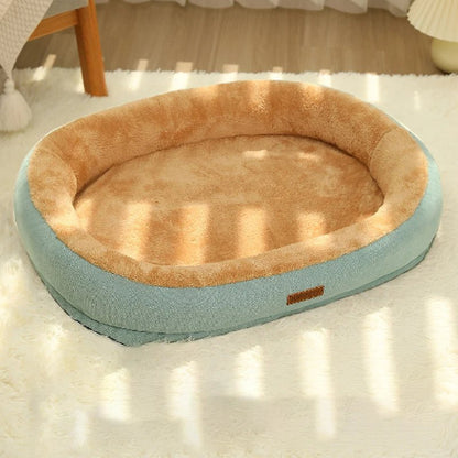 Coussin pour chien déhoussable vert-marron