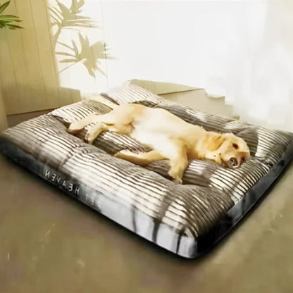 Coussin pour chien gris rayé
