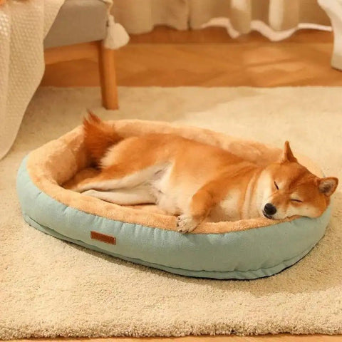 Coussin pour chien déhoussable peluche-douce-verte