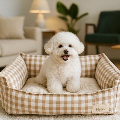 lit pour chien carreaux marron 