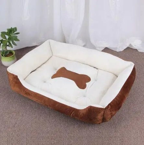 lit pour chien marron os
