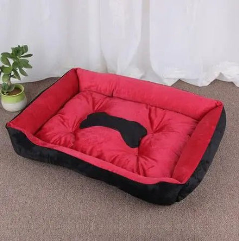lit pour chien os rouge 